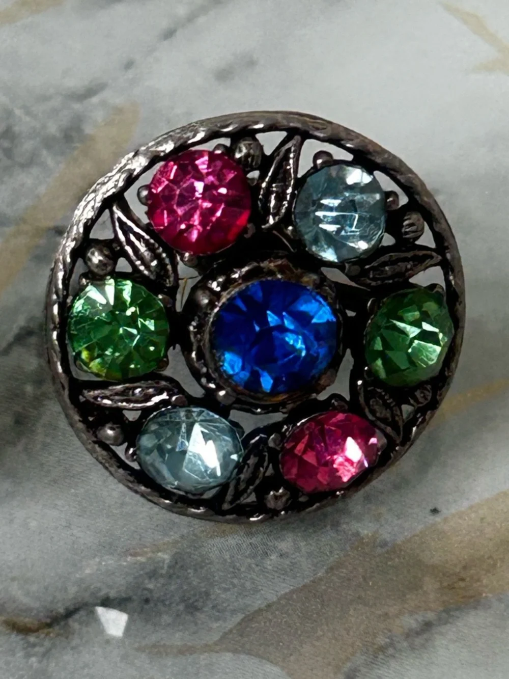 Vintage Multicolor Rhinestone Clip-On Earrings Silver Retro Statement Jewelry